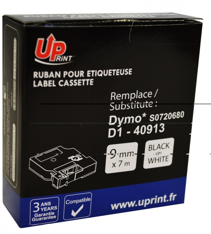 UP-DYMO D1 TAPE CASSETTE COMP 40913-S0720680-BLACK ON WHITE