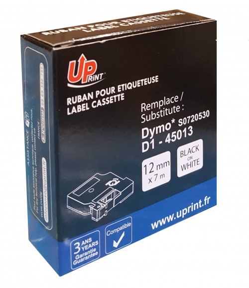 UP-DYMO D1 TAPE CASSETTE COMP 45013-S0720530-BLACK ON WHITE