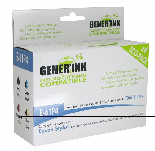 GENERINK-E-61P4-PACK 4|EPSON D68/D88-T061 (BK+C+M+Y)#