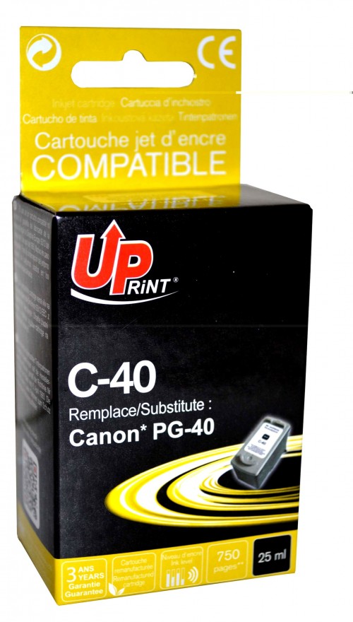UP-C-40-CANON IP1200/1600-PG40-XL CAPA-REMA-BK