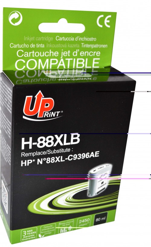 UP-H-88XLB-HP C9396-N°88XL-REMA-BK
