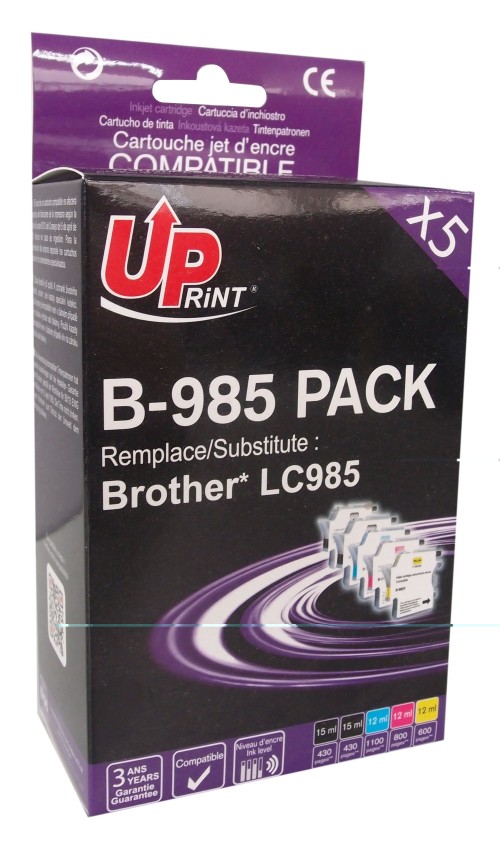 UP-B-985-PACK 5|BROTHER DCP J125/315-MFC J265/410-LC985 (2BK+C+M+Y)