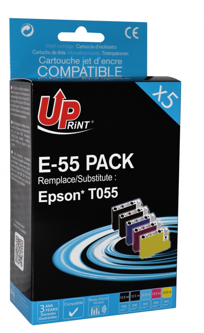 UP-E-55-PACK 5|EPSON STY PHOT RX420/425-T055 (2BK+C+M+Y)