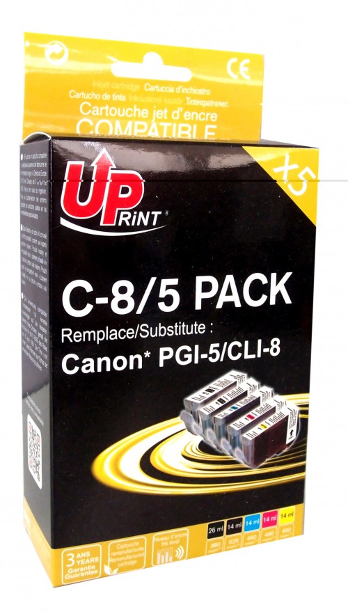 UP-C-8/5-PACK 5|CANON IP4200-PGI5/CLI8-WITH CHIP (PGi5+CLI8B+C+M+Y)