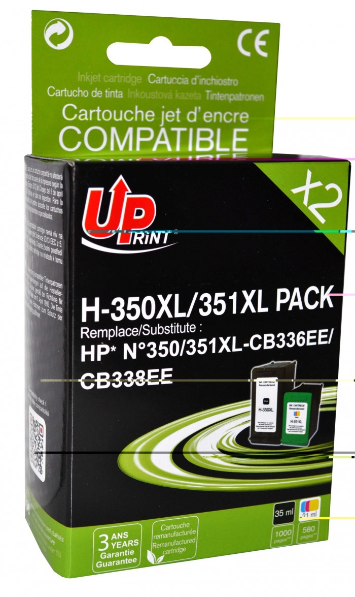 UP-H-350XL/351XL-PACK 2|HP CB336E/CB338E-N°350XL/N°351XL-REMA (BK+CL)