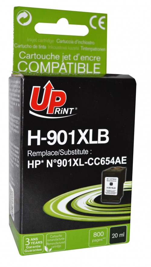 UP-H-901XLB-HP CC654A-N°901XL-REMA-BK