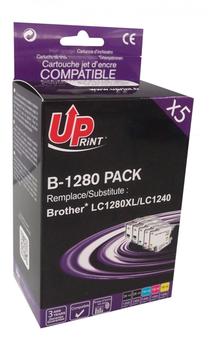 UP-B-1280-PACK 5|BROTHER UNIVERSELLE LC1240/LC1280/LC1220 (2BK+C+M+Y)