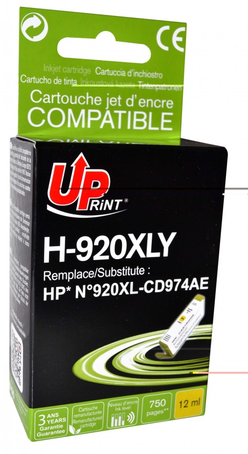 UP-H-920XLY-HP CD974-N°920XL-NEW CHIP-REMA-Y