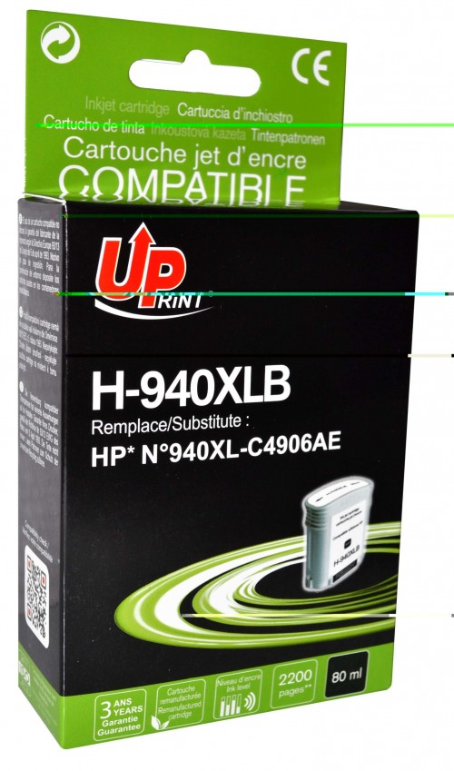 UP-H-940XLB-HP C4906-N°940XL-NEW CHIP-REMA-BK