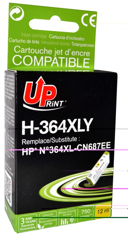 UP-H-364XLY-HP CN687-N°364XL-NEW CHIP 2-REMA-Y