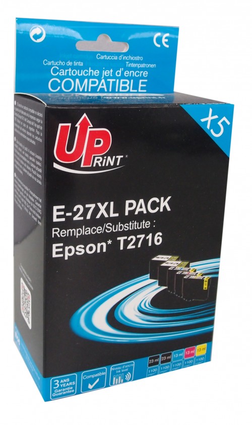 UP-E-27XL-PACK 5|EPSON WF 3620DWF/7110DTW-T2716-(2BK-C-M-Y)