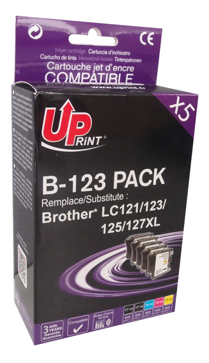 UP-B-123-PACK 5|BROTHER DCPJ4110DW-NEW CHIP V3-LC123-(2BK-C-M-Y)