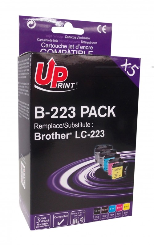 UP-B-223-PACK 5|BROTHER MFC-J4620DW-LC223-CHIP V3-(2BK-C-M-Y)
