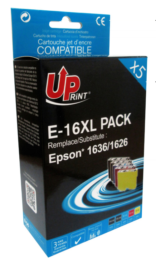 UP-E-16XL-PACK 5|EPSON WF2010/2510-T16XL-V2-(2BK-C-M-Y)