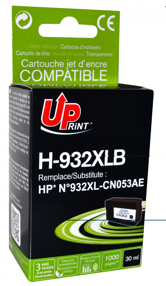UP-H-932XLB-HP CN053A-N°932XL-CHIP V4-REMA-BK