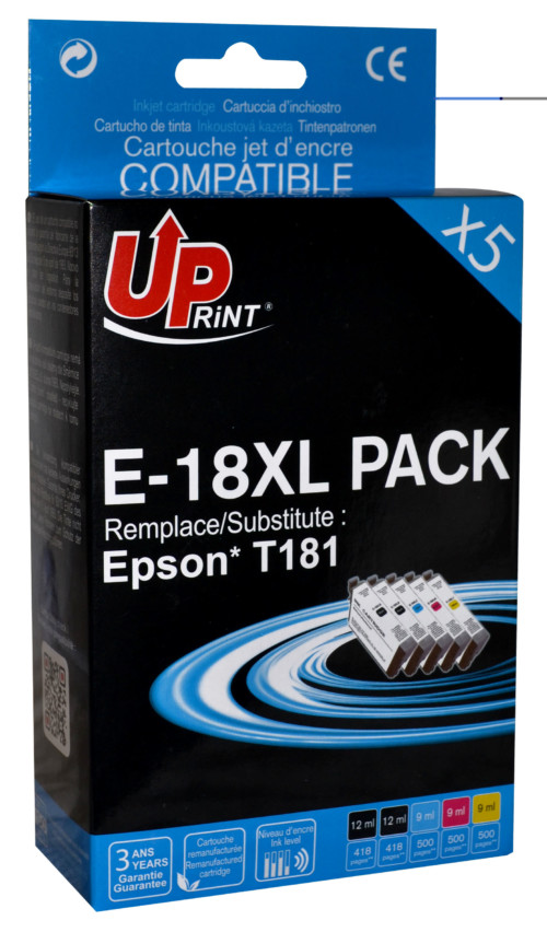 UP-E-18XL-PACK 5|EPSON XP102/305/405-T1815-REMA-(2BK-C-M-Y)-CHIP V2