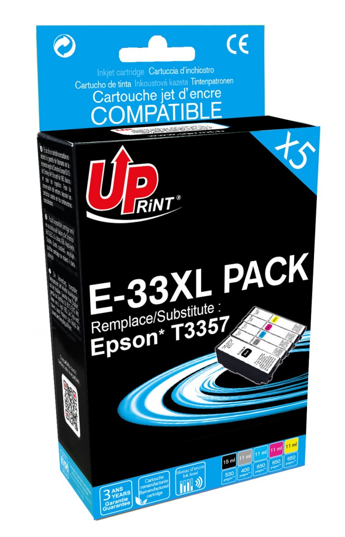 UP-E-33XL-PACK|EPSON XP-530/630/635/830-T33XL (BK-PBK-C-M-Y)