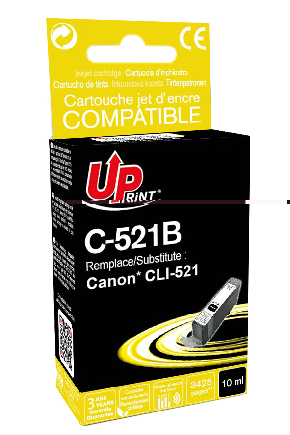 UP-C-521B-CANON IP3600/4600/4700-CLI 521-WITH CHIP-BK-REMA