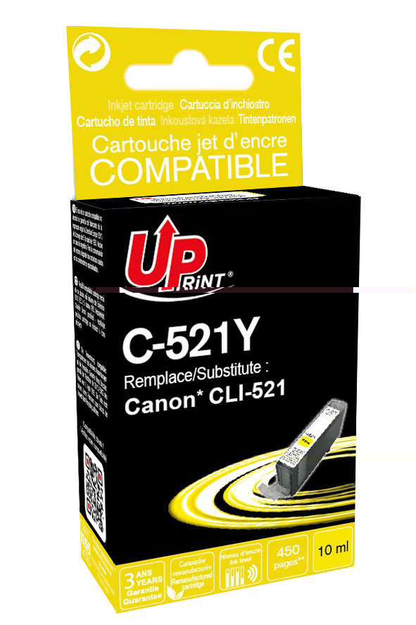 UP-C-521Y-CANON CLI IP3600/4600/4700-521-WITH CHIP-Y-REMA