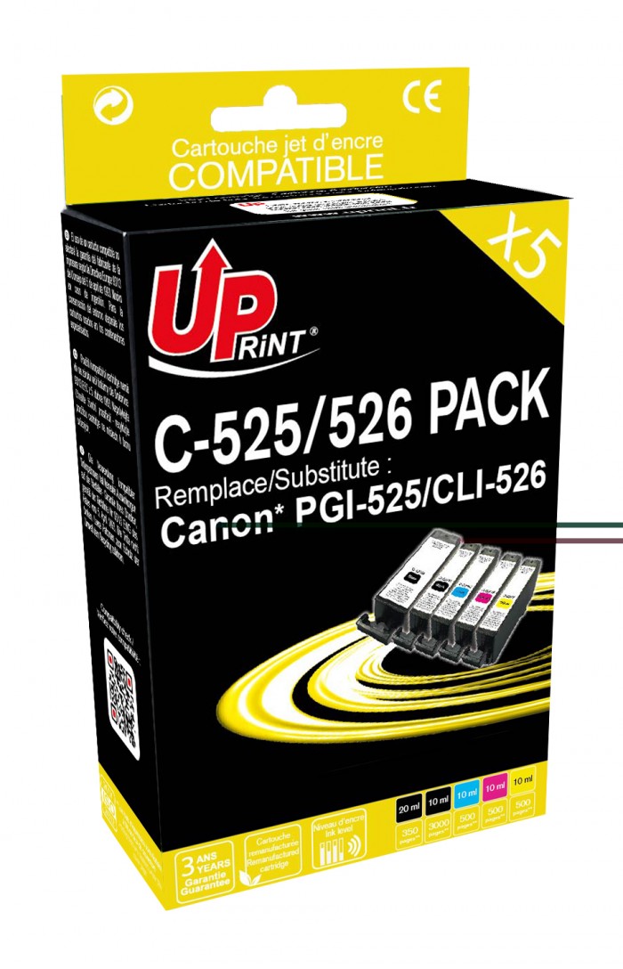 UP-C-525/526-PACK 5|CANON IP4850/4950-PGI525/CLI526 (PGI525BK+CLI526BK+C+M+Y)-RE