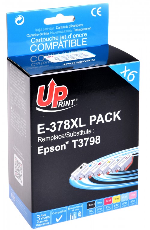 UP-E-378XL-PACK 6-EPSON XP8500/85050-T3798-BK+C+M+Y+LC+LM#