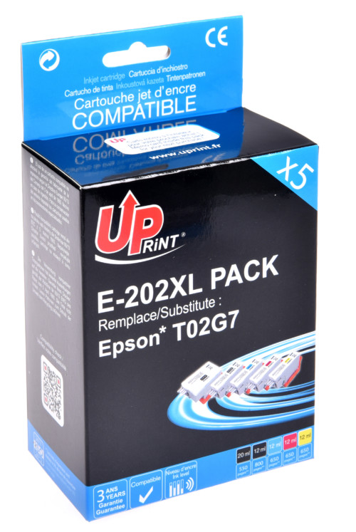 UP-E-202XL-PACK 5-EPSON XP6000/6005-T02G7-BK+PBK+C+M+Y