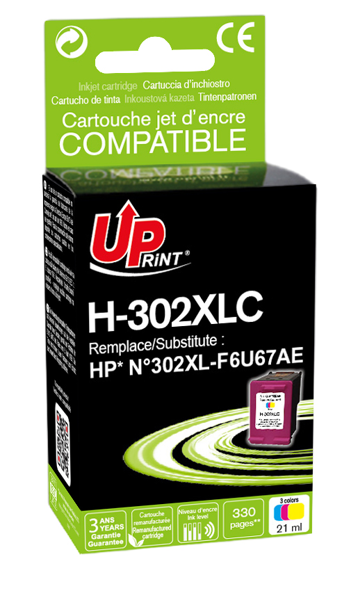UP-H-302XLCL-HP F6U67AE-N°302XL-REMA-CL-CHIP V3