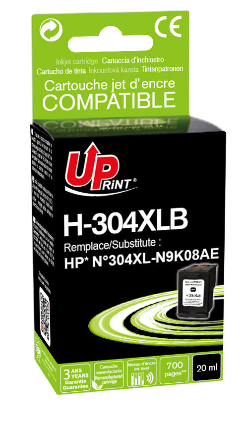 UP-H-304XLB-HP N9K08AE-N°304XL-BK-REMA-CHIP V4