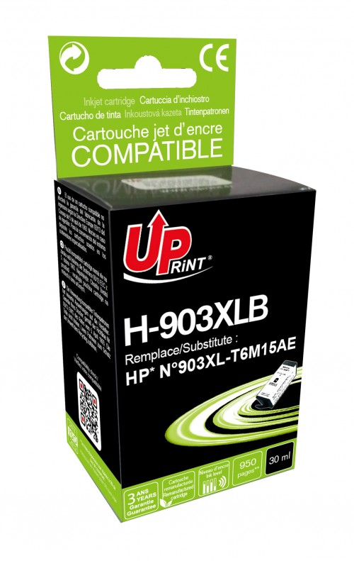 UP-H-903XLB-HP T6M15AE-N°903XL-BK-REMA